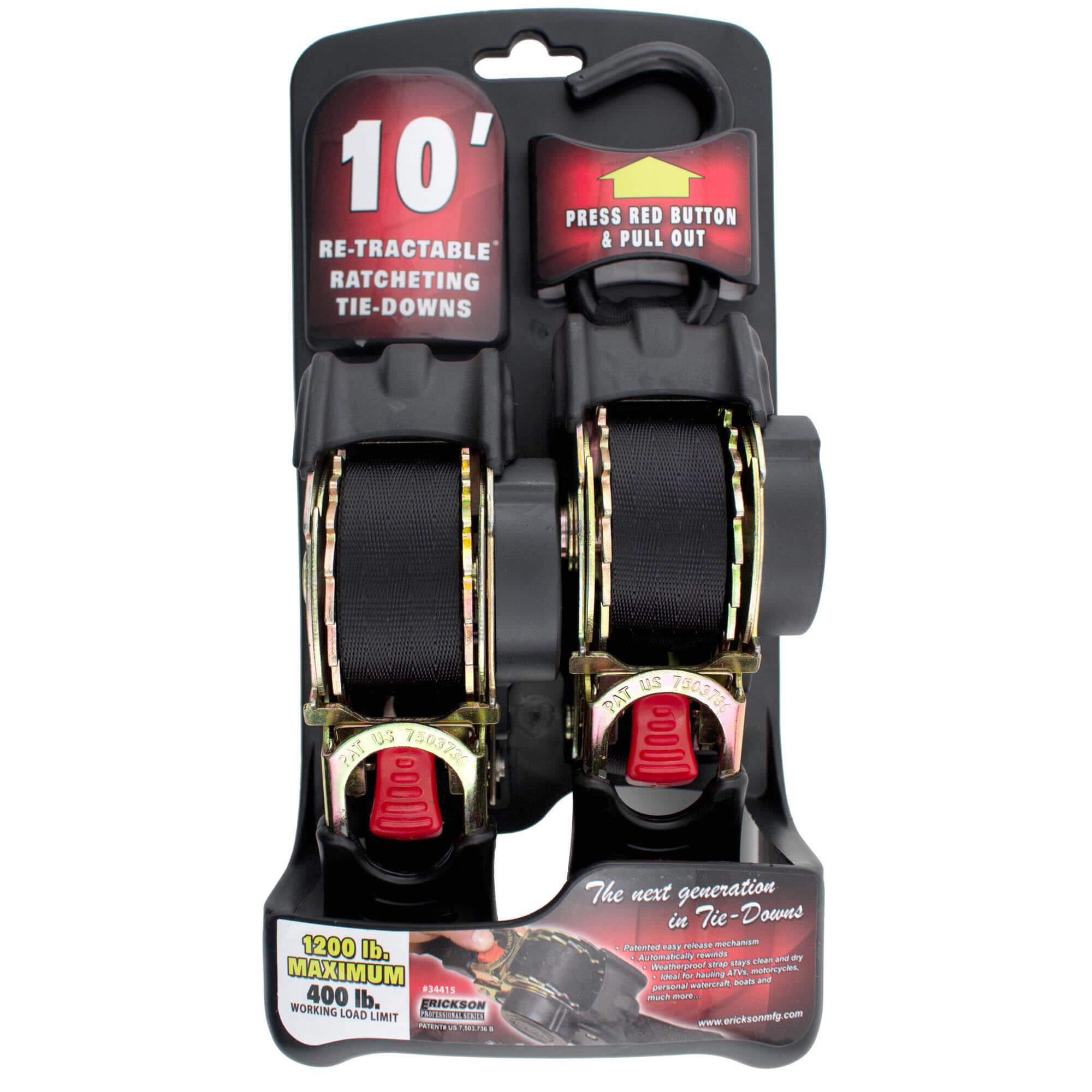 Erickson 1" Re-Tractable Ratchet Tie Downs