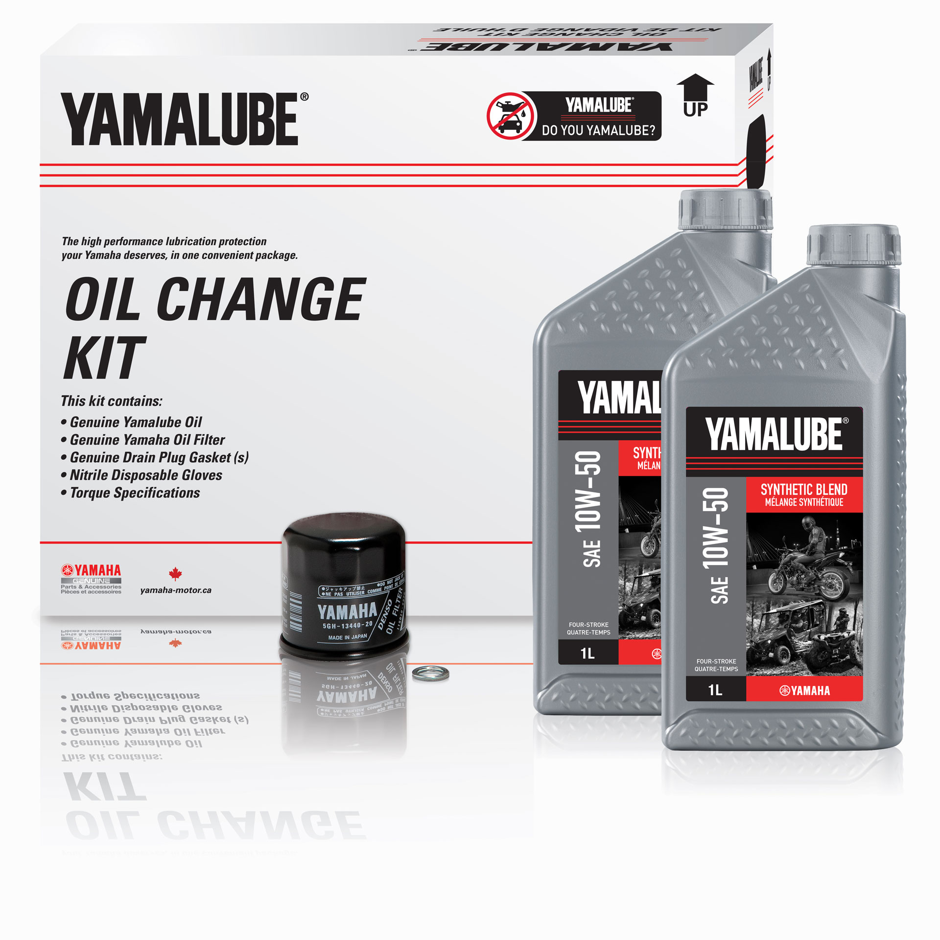 Yamalube® 10W-50 Synthetic Blend Oil Change Kit - MC (4 L)