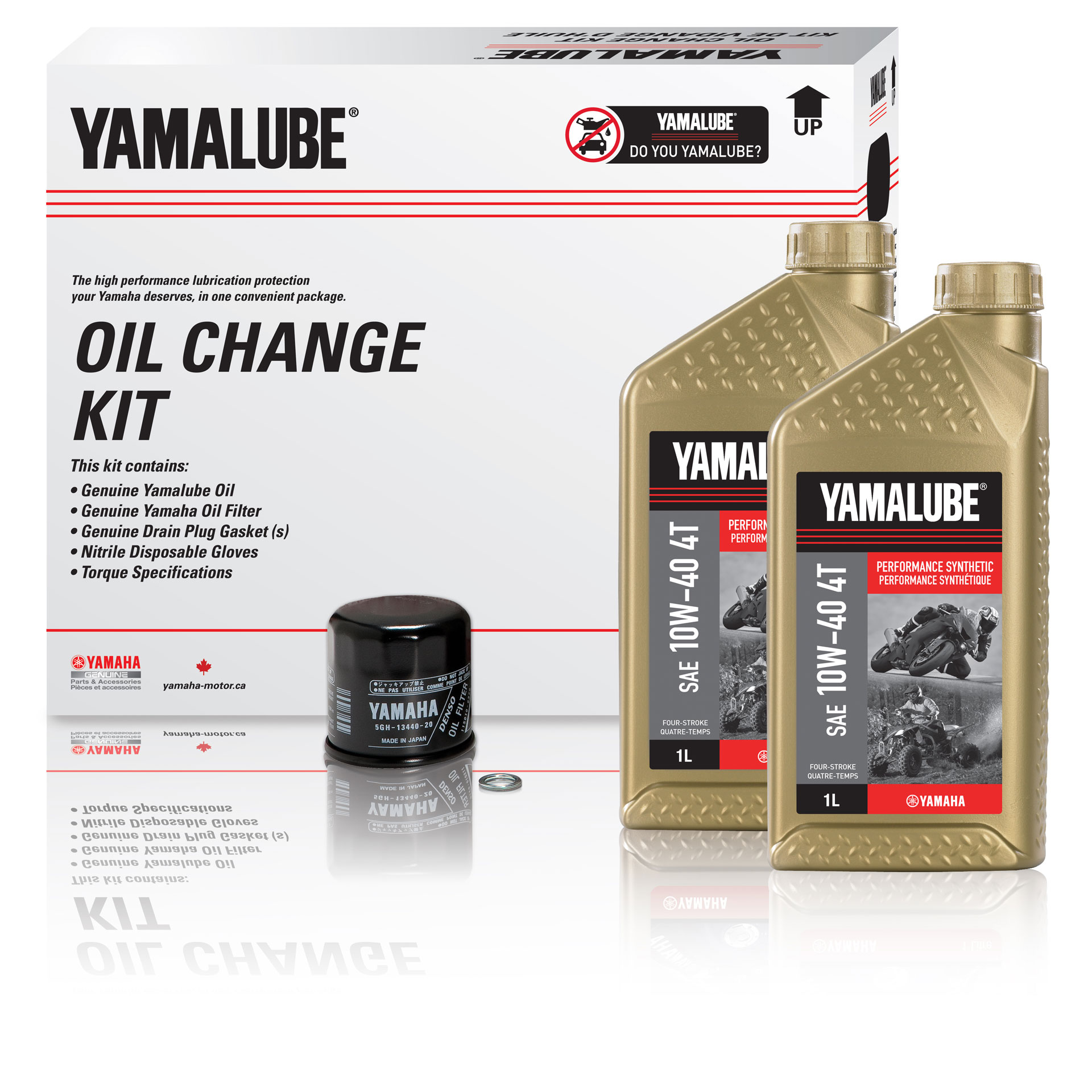 Yamalube® 10W-40 4T Performance Synthetic Oil Change Kit - MC (4 L)