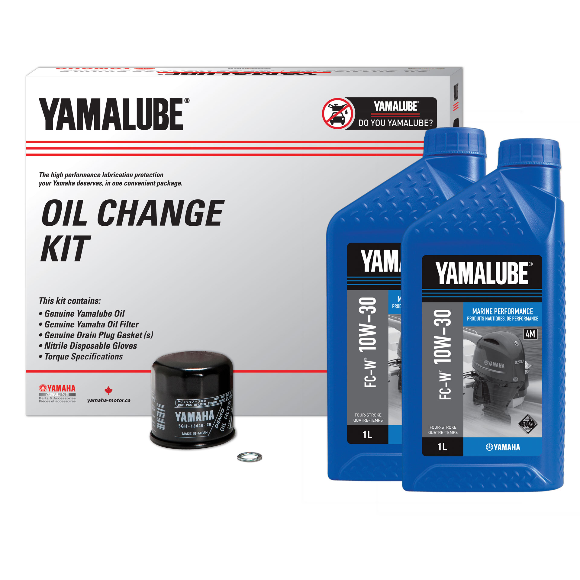 Yamalube® 10W-30 4M Marine Performance Oil Change Kit - OB (3 L)